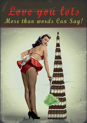 DH47 - Love You Lots Beer Girl Greeting Card by Max Hernn DH47 - Love You Lots Beer Girl Greeting Card by Max Hernn